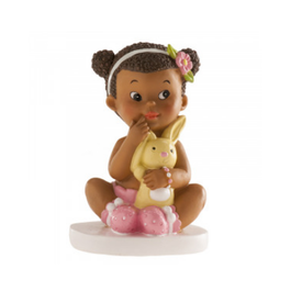 FIGURA PARA BOLO MENINA AFRICANA COM COELHO