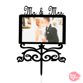 CAKE TOPPER COM FOTO - MR & MRS