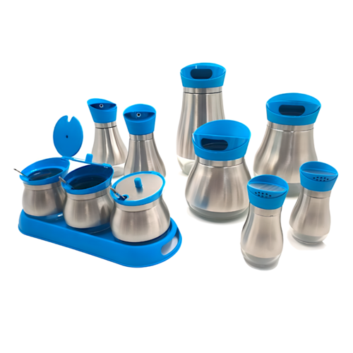 CONJUNTO DE ARMAZENAGEM DE UTENSLIOS DE COZINHA - AZUL