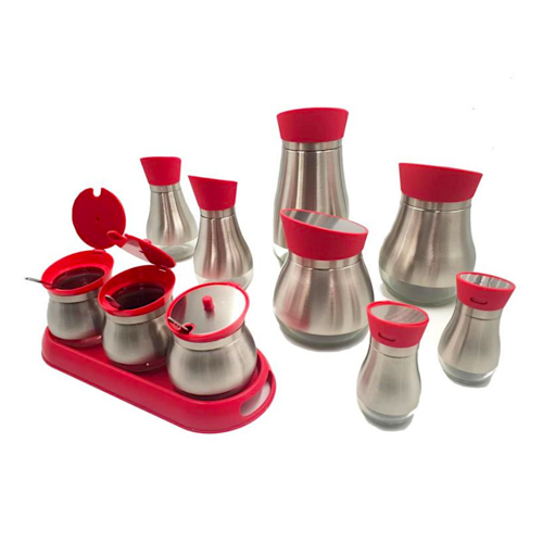 CONJUNTO DE ARMAZENAGEM DE UTENSLIOS DE COZINHA - VERMELHO