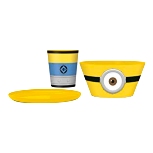 CONJUNTO DE CAFÉ DA MANHÃ EMPILHÁVEL (3 PEÇAS) - MINIONS