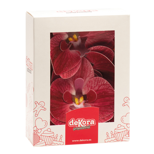 DECORAES DE FOLHAS DE WAFER DEKORA - ORQUDEA BORGONHA