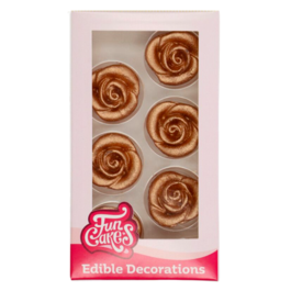 DECORAÇÕES MARZIPAN FUNCAKES - ROSAS (BRONZE / OURO)