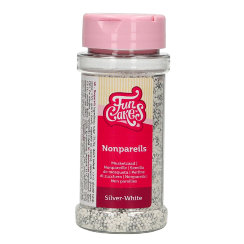 PEROLAS DE ACAR (NONPAREILS) FUNCAKES - PRATA E BRANCO [80 G]