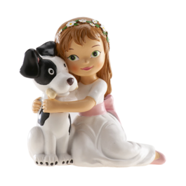 FIGURA PARA BOLO DE COMUNHO - MENINA COM CACHORRO