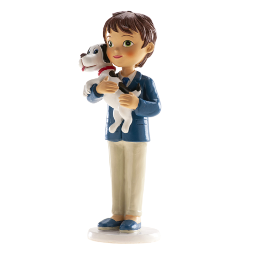 FIGURA PARA BOLO DE COMUNHO - MENINO COM CACHORRO