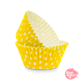 CÁPSULAS CUPCAKE AMARELAS COM PONTINHOS - 24 UNIDADES