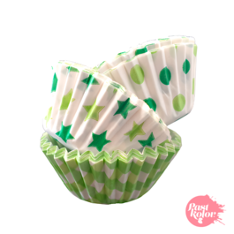 CPSULAS MINI CUPCAKE ESTAMPADO VERDE - 60 UNIDADES