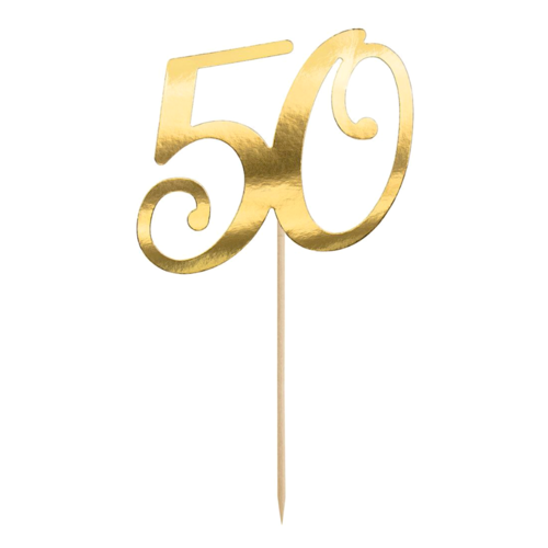 CAKE TOPPER PARTYDECO - "50" DOURADO