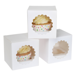 SET CAIXAS BRANCAS PARA 1 CUPCAKE - HOUSE OF MARIE