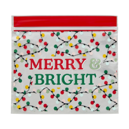 SACOS DE DOCES WILTON (FECHO DE CORRER) - "MERRY & BRIGHT" (20 U)