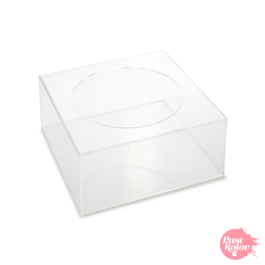 SUPORTE PARA BOLOS QUADRADO TRANSPARENTE - 20 E 30 CM / H 10 CM