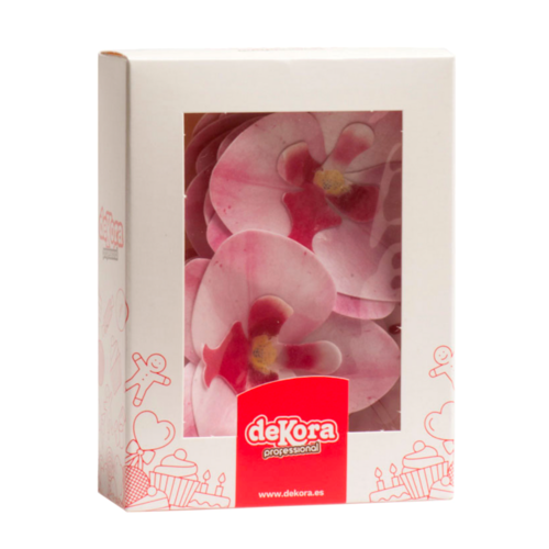 FLORES EM FOLHAS DE WAFER DEKORA - ORQUDEA COR-DE-ROSA