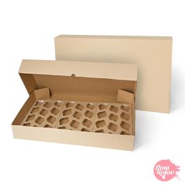 BOÎTE EN CARTON ONDULÉ POUR 36 CUPCAKES KRAFT - 69 X 42,5 CM