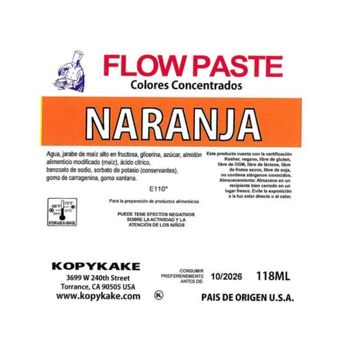 CORANTE EM GEL "FLOW PASTE" KOPYKAKE - LARANJA (118 ML)