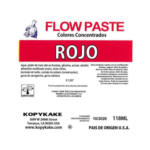 CORANTE EM GEL "FLOW PASTE" KOPYKAKE - VERMELHO (118 ML)