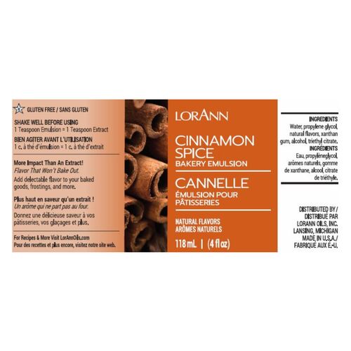 EMULSÃO DE PADARIA LORANN - CANELA / CINNAMON SPICE (118 ML)