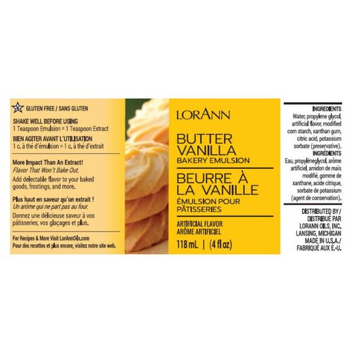 EMULSÃO DE PADARIA LORANN - MANTEIGA DE BAUNILHA / BUTTER VANILLA (118 ML)