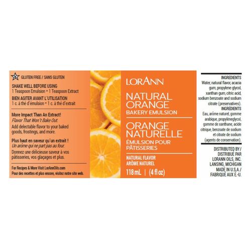 EMULSÃO DE PADARIA LORANN - LARANJA / NATURAL ORANGE (118 ML)