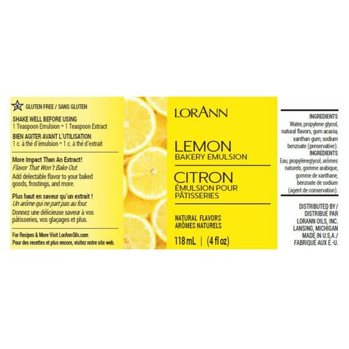 EMULSÃO DE PADARIA LORANN - LIMÃO / LEMON (118 ML)