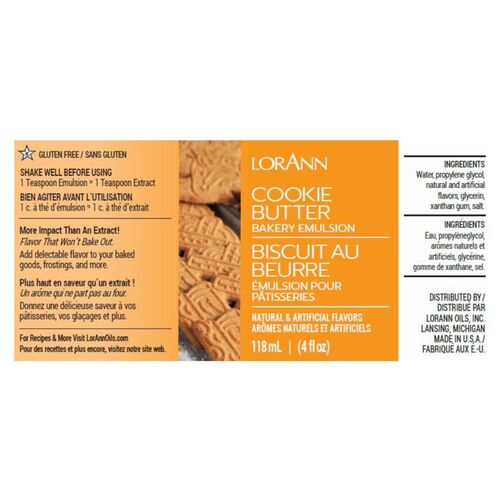 EMULSÃO DE PADARIA LORANN - BISCOITOS DE MANTEIGA / COOKIE BUTTER (118 ML)