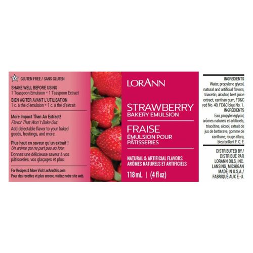 EMULSÃO DE PADARIA LORANN - MORANGO / STRAWBERRY (118 ML)