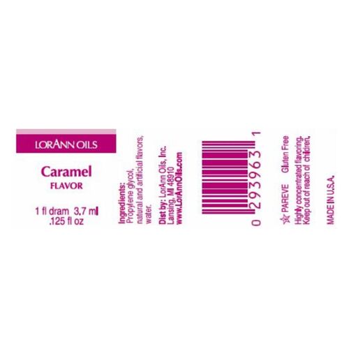 AROMA CONCENTRADO LORANN - CARAMELO / CARAMEL (3,7 ML)