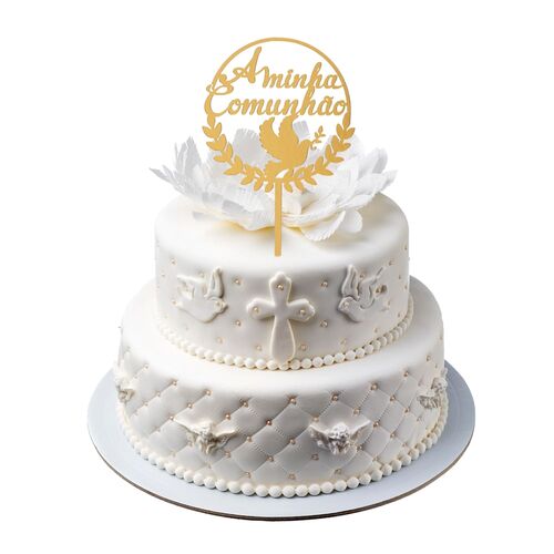 CAKE TOPPER DOURADO DEKORA - “A MINHA COMUNHAO”