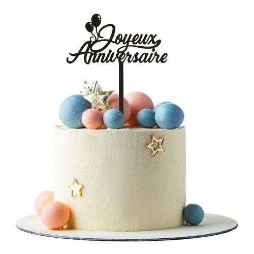 CAKE TOPPER PRETO DEKORA - “JOYEUX ANNIVERSAIRE”