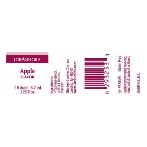 AROMA CONCENTRADO LORANN - MAÇÃ VERMELHA / APPLE (3,7 ML)