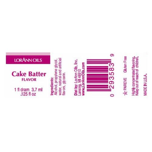 AROMA CONCENTRADO LORANN - TARTA / CAKE BATTER (3,7 ML)